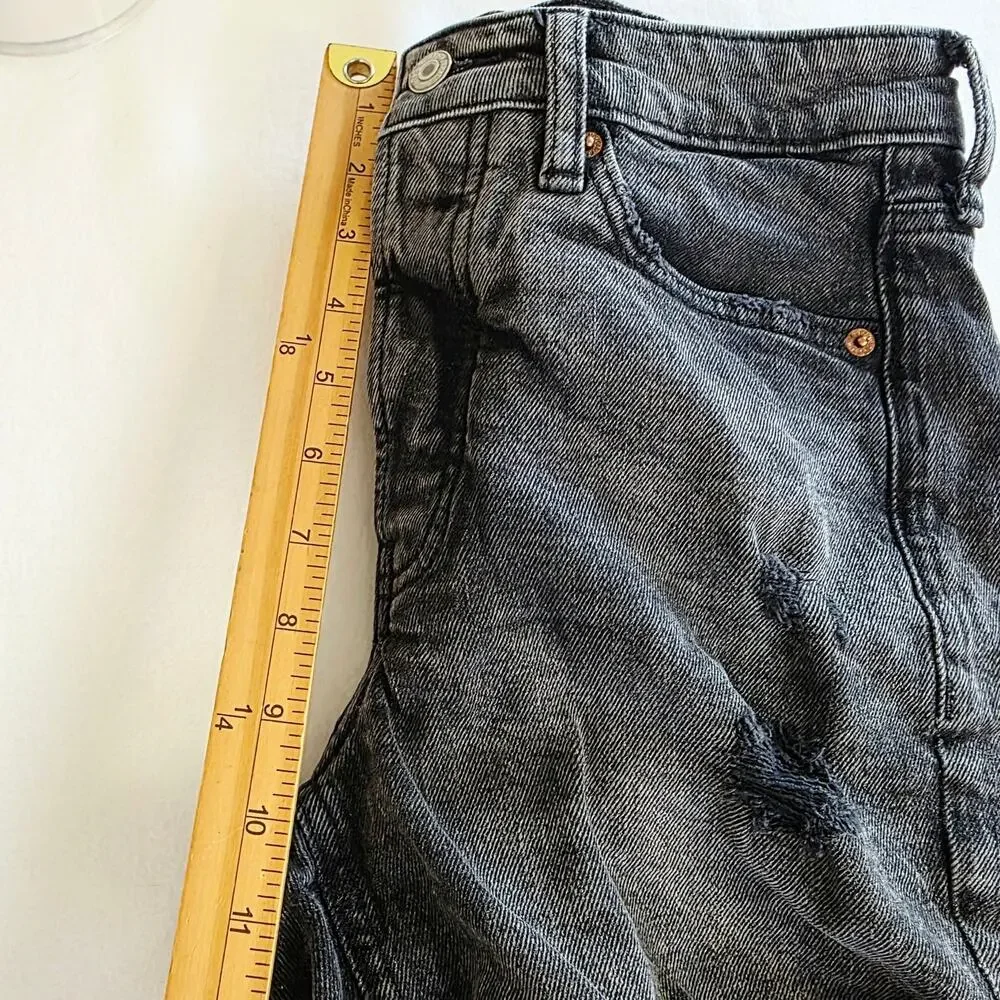 Old Navy O.G. Straight Shorts Size 4 Black Distressed High Rise Grunge Festival